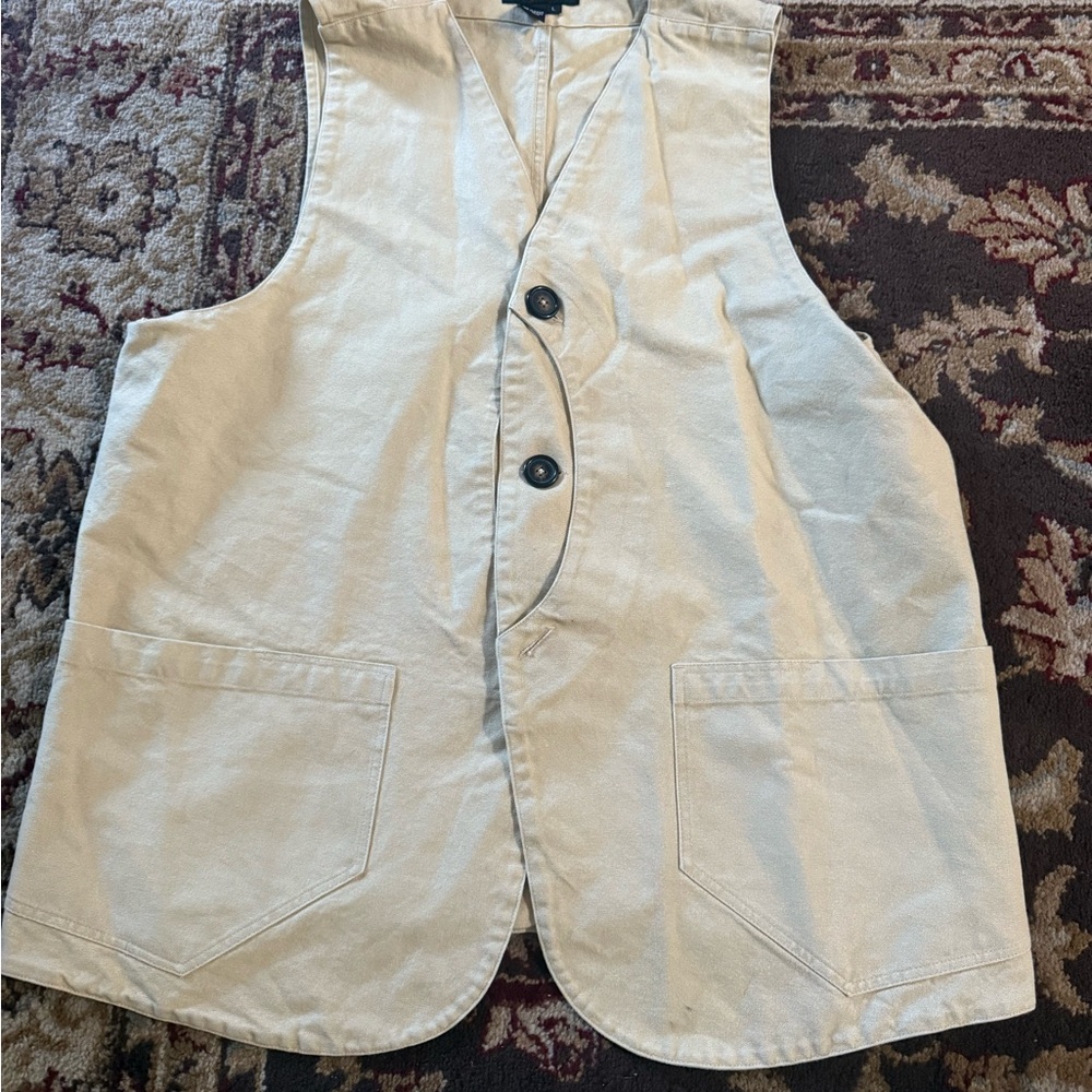 The J. Peterman Company Beige Button-Up Vest